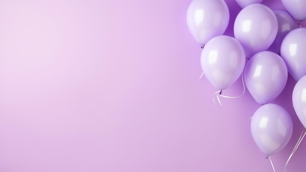 Minimalistische lavendelballoons drijvende paarse ballonnen op een monochromatische achtergrond