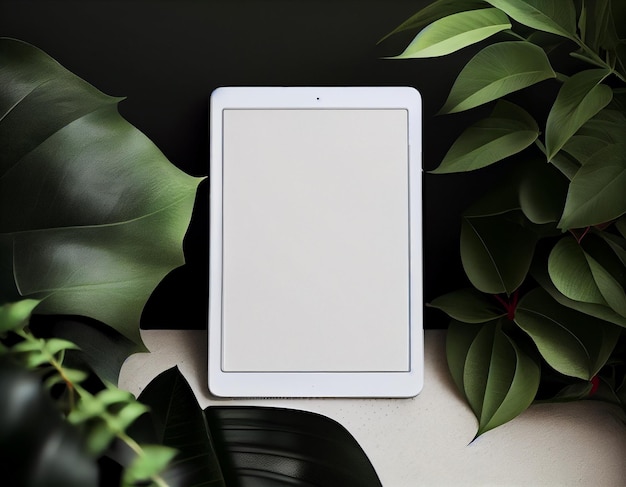 Minimalistische lege iPad-tabletmodelscène gemaakt met generatieve AI