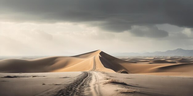 Minimalistische lege snelweg in de woestijn Reisconcept Generatieve AI