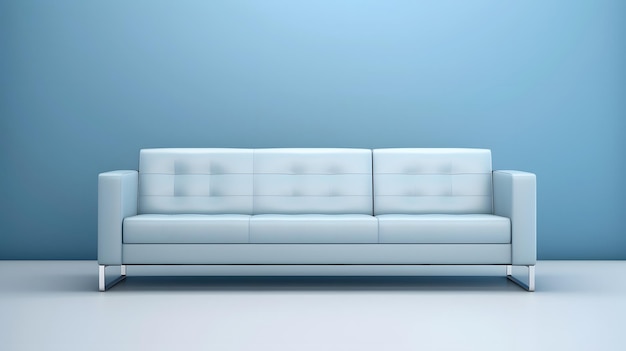 Minimalistische lichtblauwe sofa op lichtblauwe achtergrond neuraal netwerk gegenereerd beeld