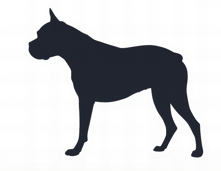 Foto minimalistische lijnkunst silhouet van een cane corso zwart op witte achtergrond