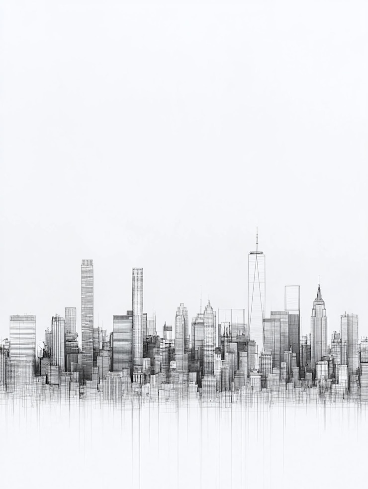 Foto minimalistische lijnkunst stads skyline in extreme stijl