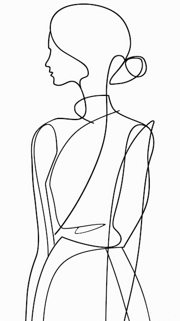 Foto minimalistische lijntekening van een enkele vrouwelijke figuur generatieve ai