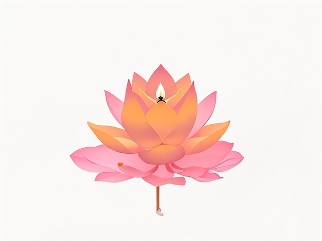 Minimalistische lotus met kleine kaars Concept delicate bloemtekening