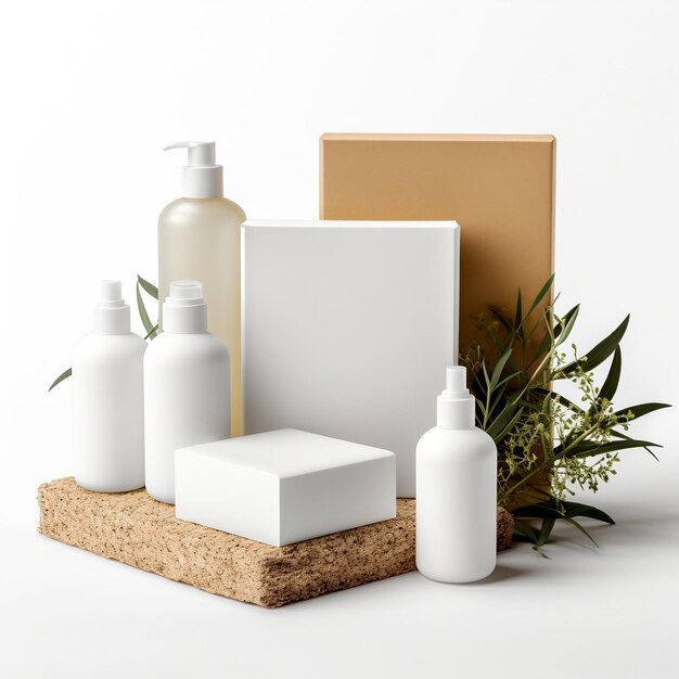 Foto minimalistische marvel white cosmetische koffers en dozen geïsoleerd op witte achtergrond generatieve ai