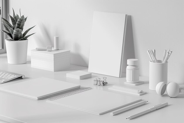 Foto minimalistische monochrome stationery set mockup gemaakt met generatieve ai