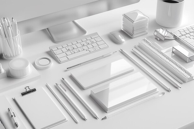 Minimalistische monochrome stationery set mockup gemaakt met generatieve ai