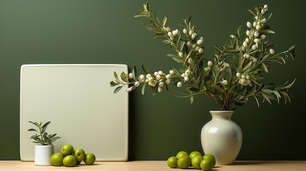 Minimalistische Olive Wall Mockup met een scherpe en schone uitstraling