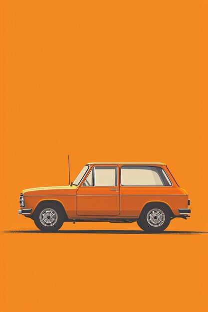 Foto minimalistische oranje poster met auto