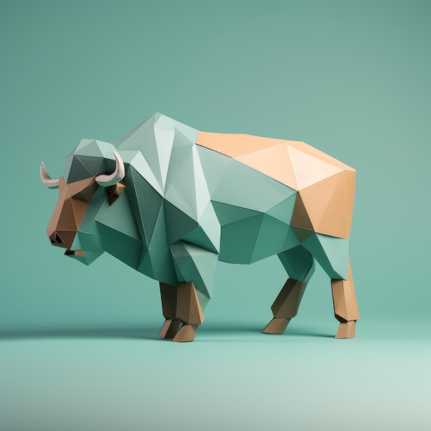 Minimalistische Origami Bison-compositie