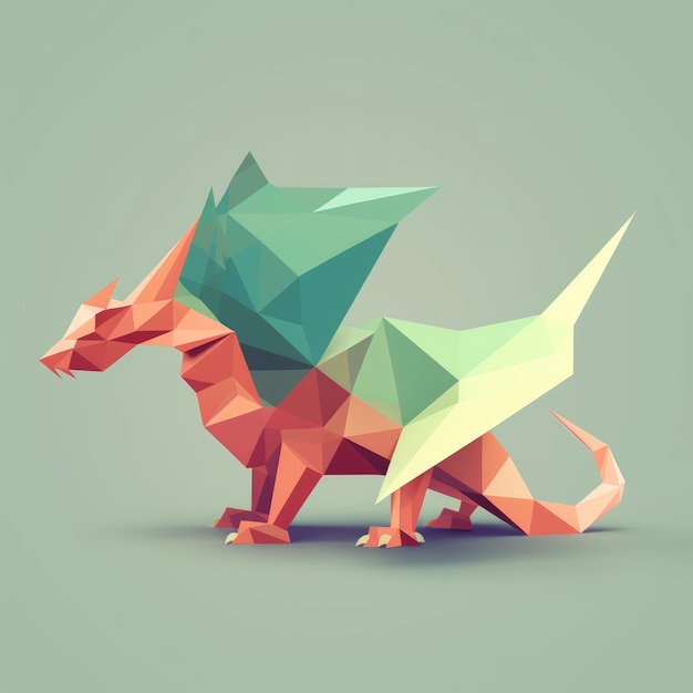 Minimalistische Origami Wyvern-compositie