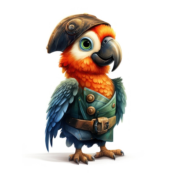 Minimalistische Pirate Parrot Clipart AI gegenereerd