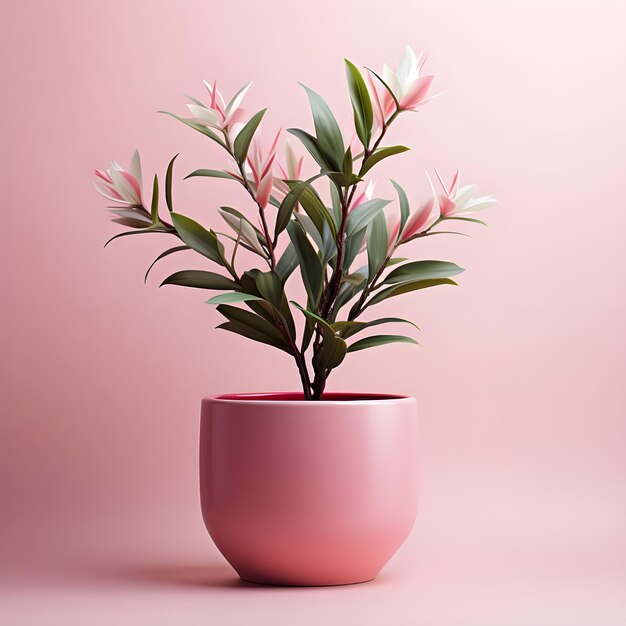 Minimalistische plant op de roze pot