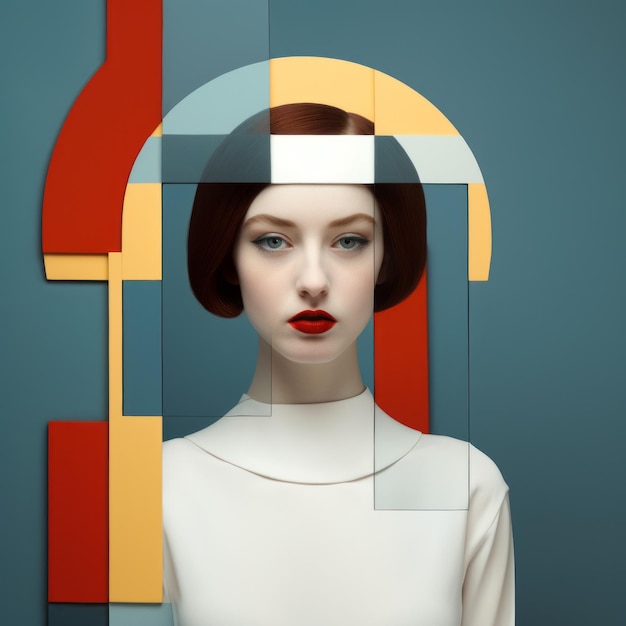 Foto minimalistische preraphaelite-geïnspireerde foto-illustratie in geometrische vormen