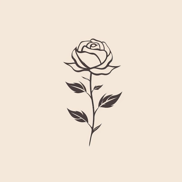 Minimalistische Rose Sketch Tekening Trendy Tiny Tattoo Design