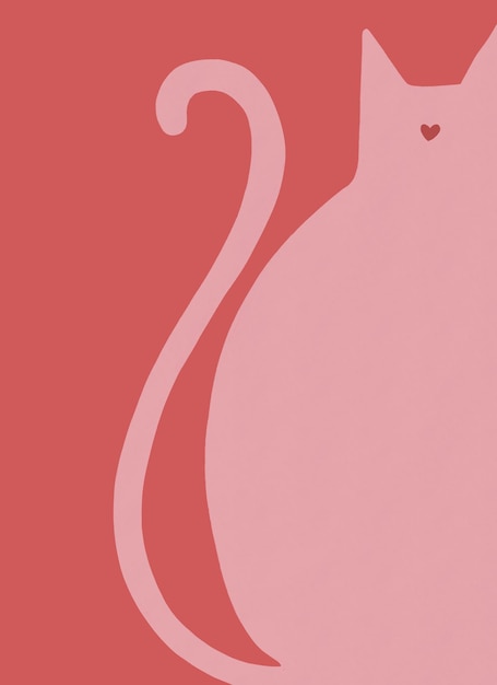 Minimalistische roze kat dierlijke illustratie handgetekende afdrukbare kunst