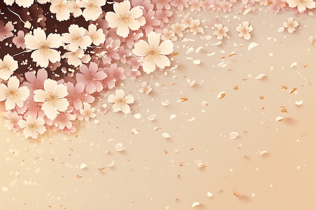 Minimalistische sakura kersenbloesem roze en gouden wenskaart sjabloon illustratie