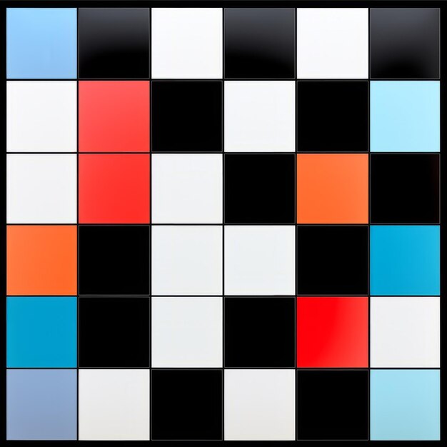 Foto minimalistische schaakbordpuzzel hedendaagse kleurenvelden in matte fotostijl