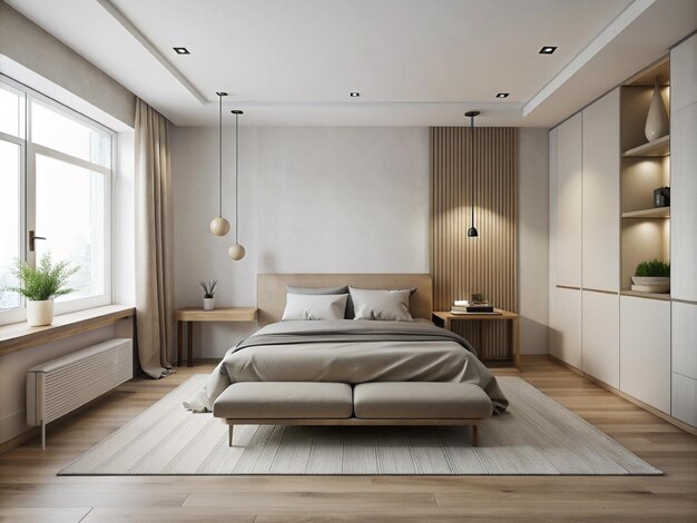 Foto minimalistische slaapkamer stijl