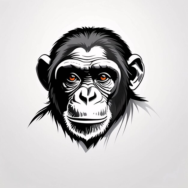 Foto minimalistische slanke en eenvoudige aap chimpansee logo idee illustratie