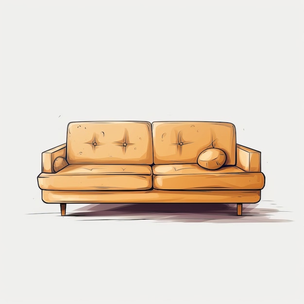 Minimalistische sofa-illustratie op witte achtergrond
