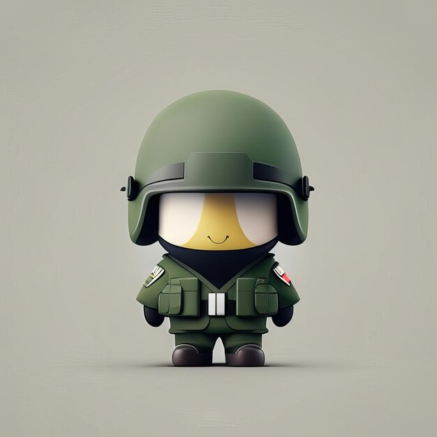 Foto minimalistische soldaat mascotte illustratie