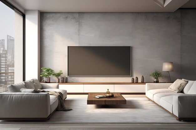 Minimalistische stijl interieur moderne woonkamer met bank en tv