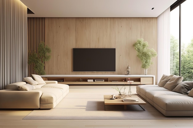 Minimalistische stijl interieur moderne woonkamer met bank en tv