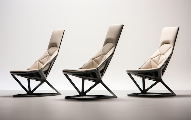 Minimalistische stoelen met stalen frame en gestroomlijnd en ergonomisch ontwerp