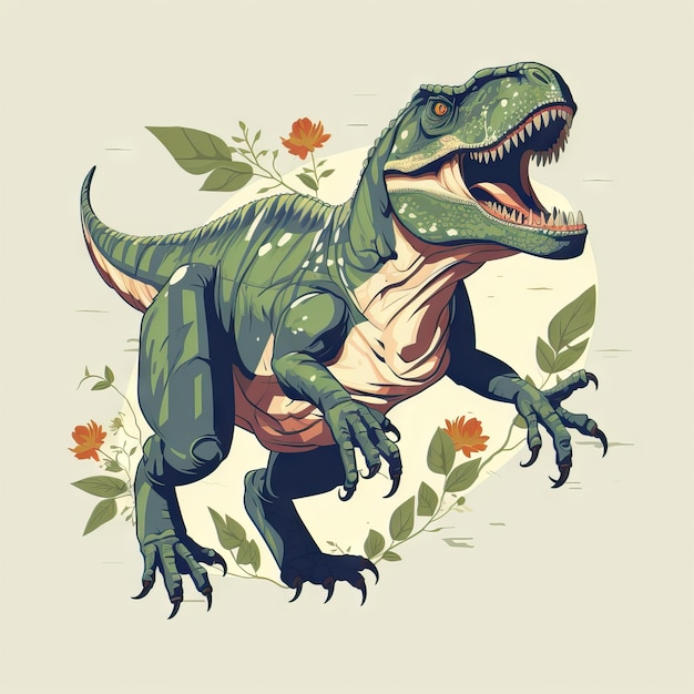 Minimalistische TRex met Feathers AI gegenereerd