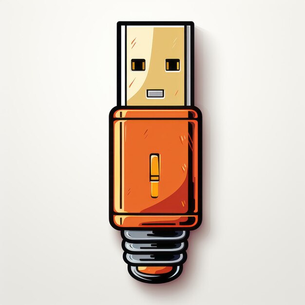 Minimalistische USB Clip Art Sticker Een eenvoudig ontwerp op een witte achtergrond