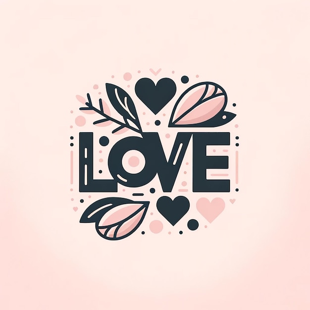 Foto minimalistische valentine's achtergrond met love word en pastel hearts