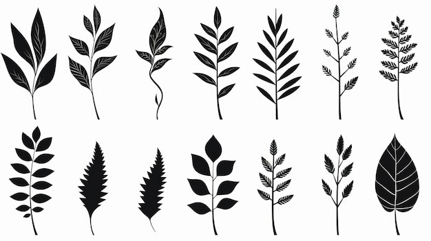 Minimalistische Vector Plant Silhouettes Traditionele technieken opnieuw bedacht