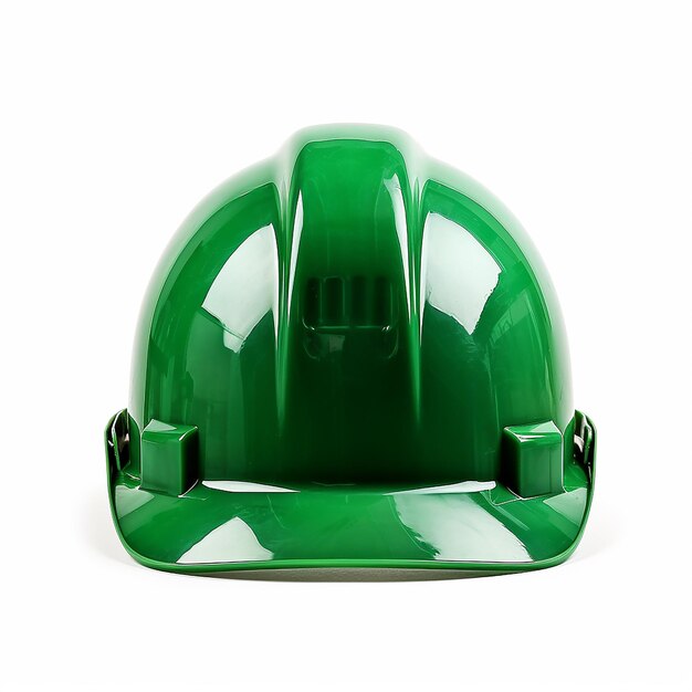 Minimalistische veiligheid Groene harde hoed geïsoleerd op een heldere achtergrond