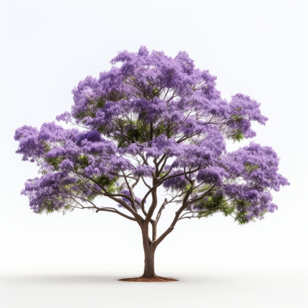 Minimalistische voorkant van een geïsoleerde Jacaranda-boom