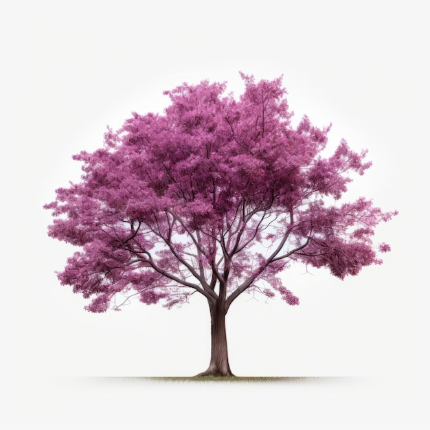 Minimalistische voorkant van een geïsoleerde Redbud-boom