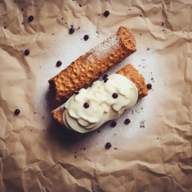 Foto minimalistische weergave van een geïsoleerde cannoli