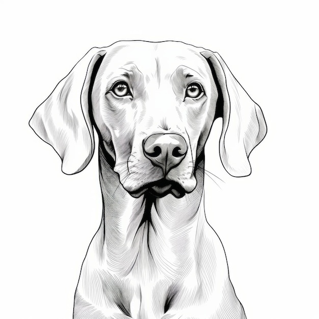 Minimalistische Weimaraner Dog Vector Art Monochrome Schilder stijl