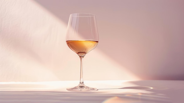 Minimalistische witte achtergrond met wijnglas
