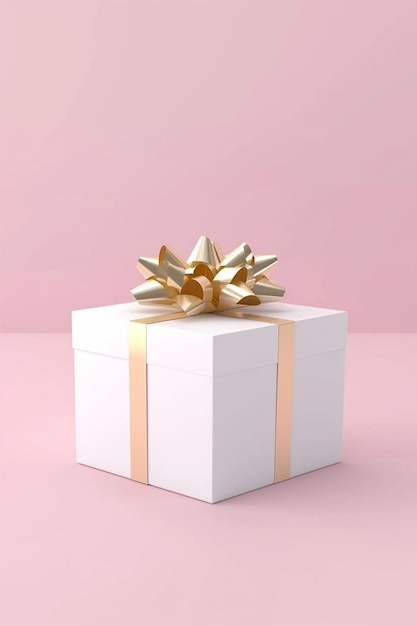 Minimalistische witte cadeau doos met een subtiele gouden strik