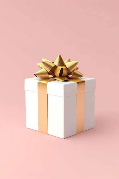 Minimalistische witte cadeau doos met een subtiele gouden strik