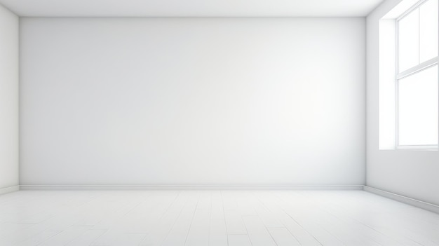 Minimalistische witte kamer met één raam, door AI gegenereerde illustratie