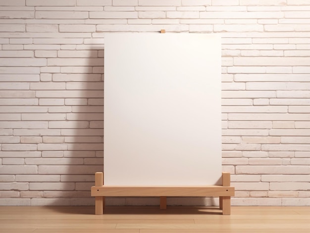 Foto minimalistische witte lege poster op een houten stand voor een muur