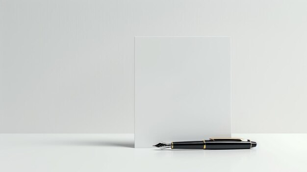 Minimalistische witte pen op witte achtergrond Mockup Generatieve AI