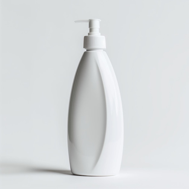 Minimalistische witte zeep dispenser op neutrale achtergrond Moderne en schone ontwerp esthetiek