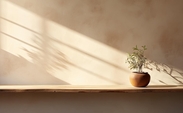 Minimalistische woonkamerplant in pot met slagschaduw licht huis