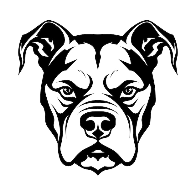 Minimalistische zwart-wit illustratie van een boze pitbull hoofd perfect voor logo's Nu beschikbaar als vector