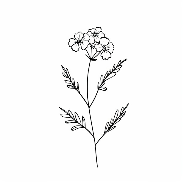 Minimalistische zwarte tekening planten fijne bloemen Minoïsche kunst trendy tatoeageontwerp