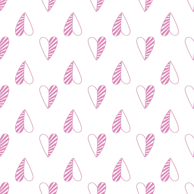 Minimalists style hearts seamless pattern. Valentines day background.