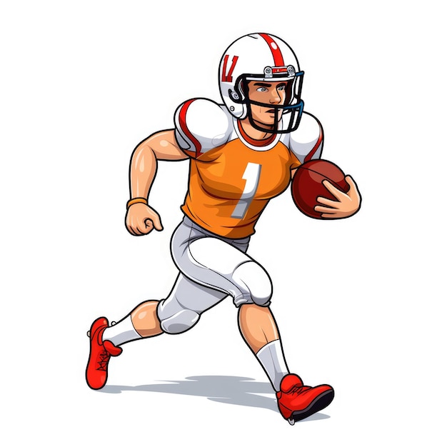 Minimally Bold Quarterback Sneak Clipart in Cartoon Style with Thick Outline on a White Background